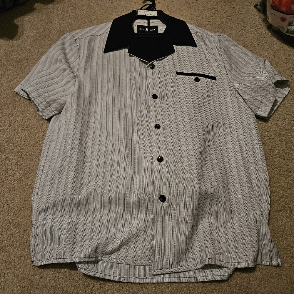 Blue Jazz Shirt And Pants Mens Size Medium Blue Short Sleeve Pants Size 32 x 32.